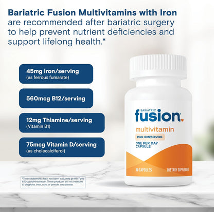Bariatric Fusion Multivitamin with Iron – Once Daily Capsule (30 Capsules, 1 Month Supply)