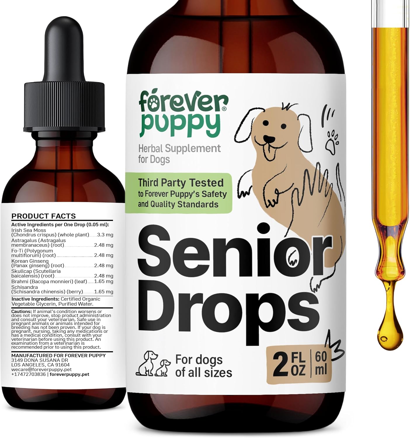 Forever Puppy Senior Dogs Drops – Immune and Brain Support Complex for Senior Dogs – 2 oz (59 ml) - görsel 1