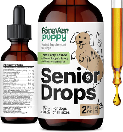 Forever Puppy Senior Dogs Drops – Immune and Brain Support Complex for Senior Dogs – 2 oz (59 ml)