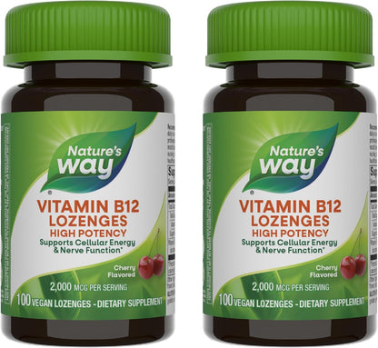 Nature's Way Vitamin B12 Lozenges, 100 Lozenges per Bottle (Pack of 2)