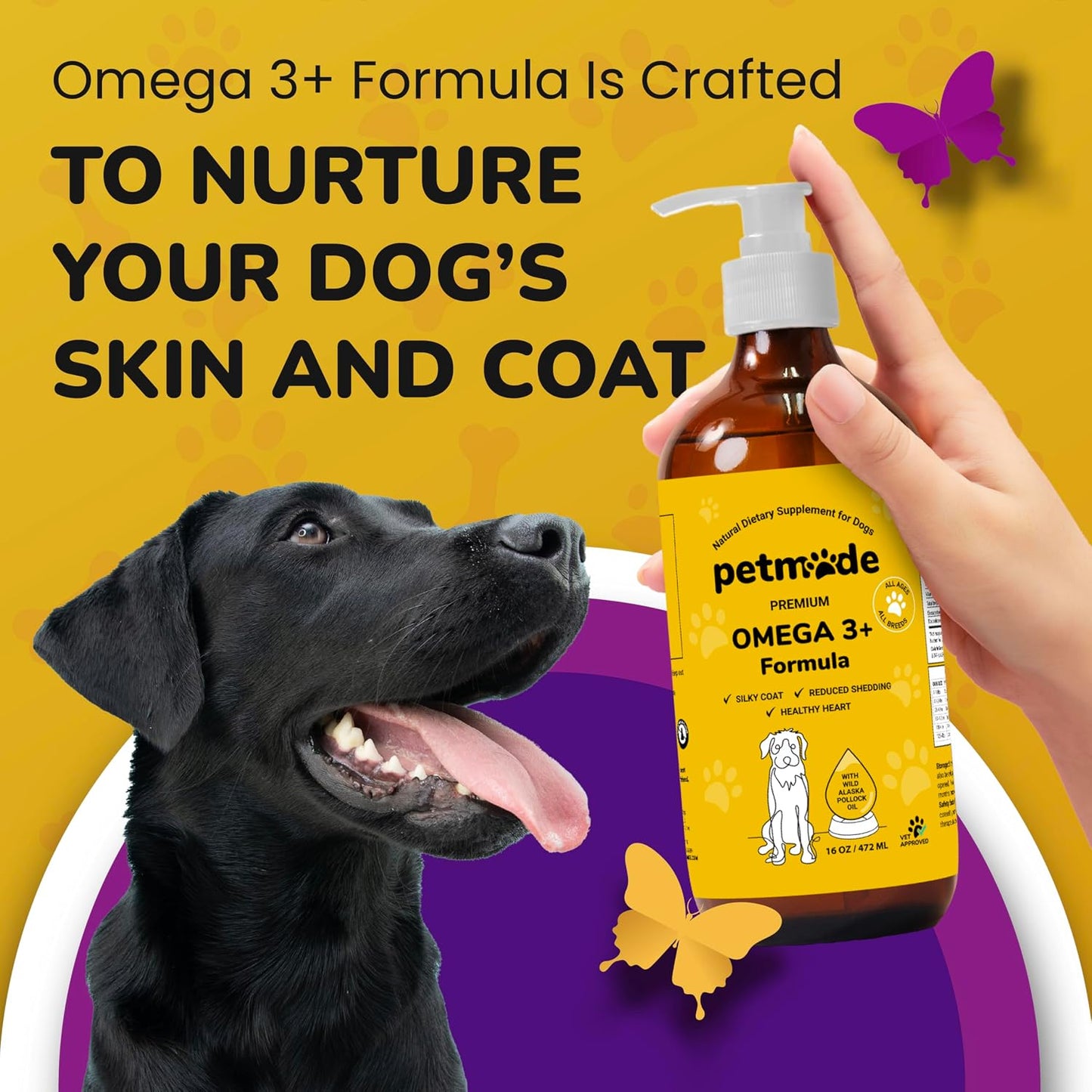 PETMADE Omega-3 Fish Oil for Dogs – Wild Alaskan Pollock Oil with Vitamins – 473 ml - görsel 4