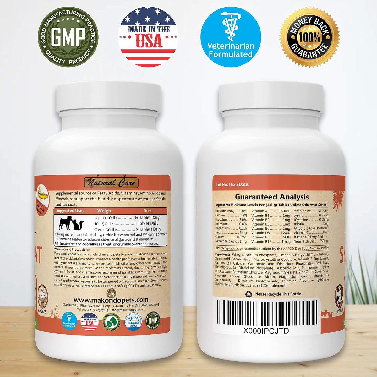 Skin and Coat Supplement with Fish Oil and Omega-3, 60 Tablets for Dogs and Cats - görsel 8