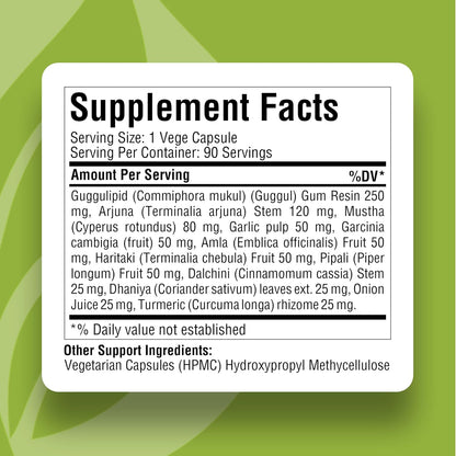 Herbsforever Cholesterol Health Support – Ayurvedic Supplement with Guggulipid & Arjuna, 90 Veg Capsules