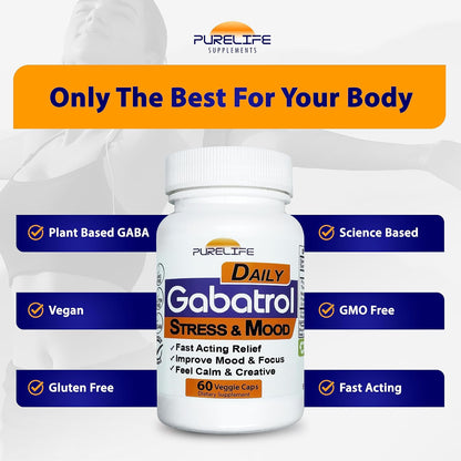 Gabatrol Daily – Plant Based GABA Supplement with Phyto-GABA, 60 Veggie Capsules