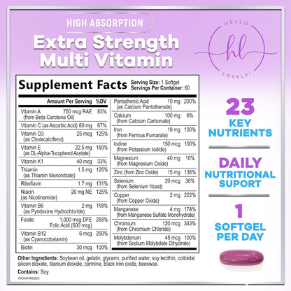 Multivitamin for Women – Complete Daily Supplement with Biotin, Iron and Vitamin D3