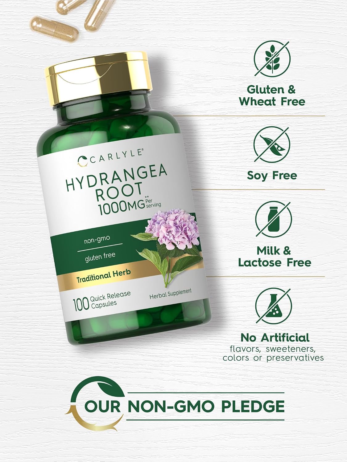 Carlyle Hydrangea Root Capsules | 100 Count | Non-GMO, Gluten-free Extract - görsel 4