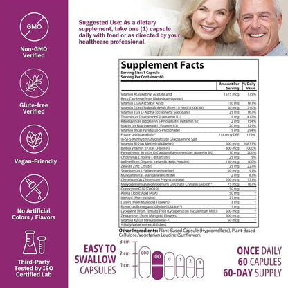 NatureGenX Just One Daily Methylated Multivitamin - Iron-Free, Methyl B12 & Quatrefolic Methylfolate, 120 Vegan Capsules (4-Month Supply)