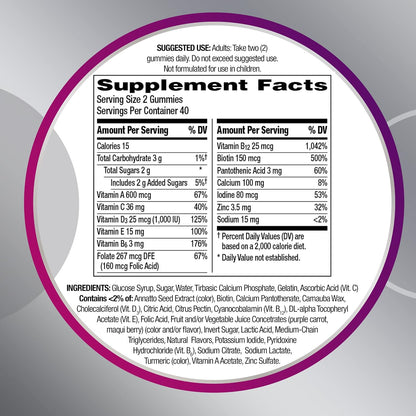 Centrum MultiGummies for Women 50 Plus, Multivitamin Gummy Food Supplement with Vitamin D3, B6, B12, 80 Gummies