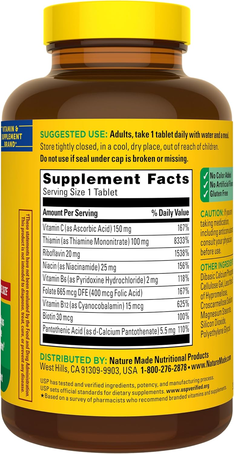 Nature Made Super B Complex with Vitamin C & Folic Acid - 360 Tablets - görsel 9