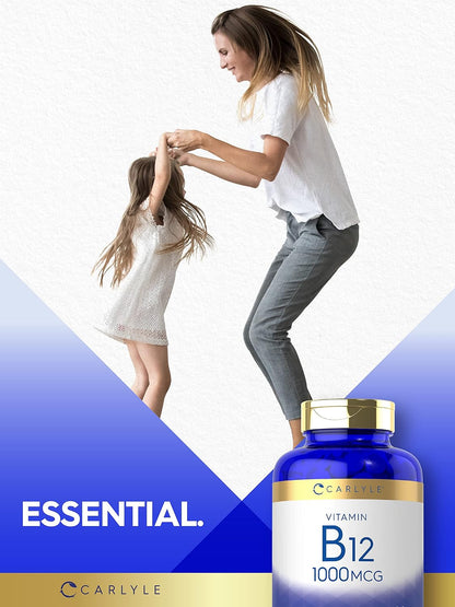 Carlyle Vitamin B12 1000 mcg | 400 Tablets | Vegetarian, Non-GMO, Gluten-Free Food Supplement