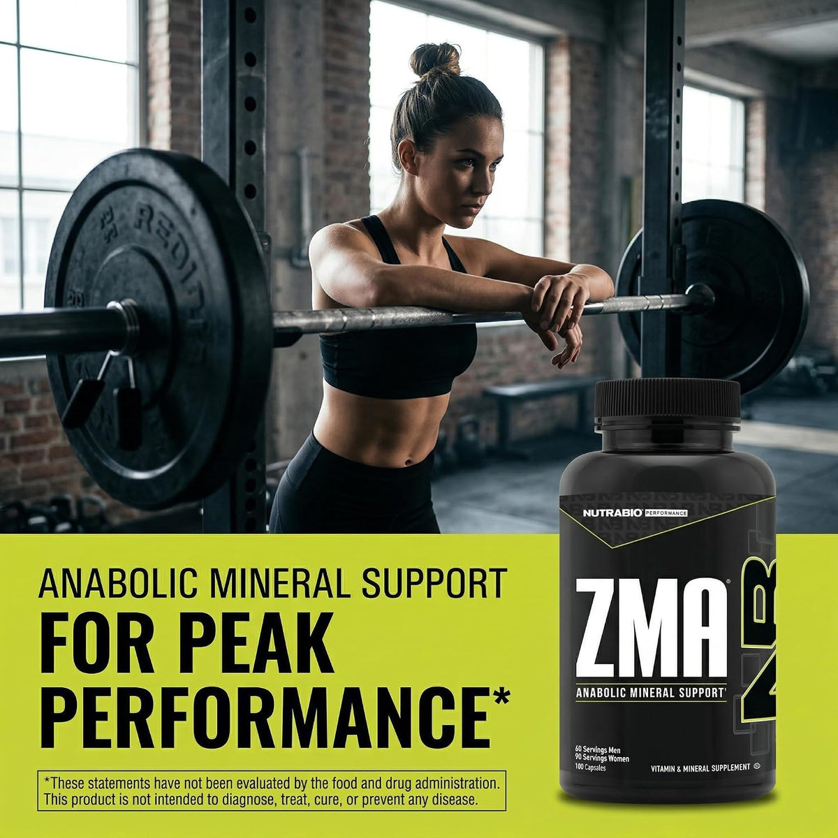 NutraBio ZMA - Zinc Magnesium Supplement with Vitamin B6 (180 Capsules) - görsel 4