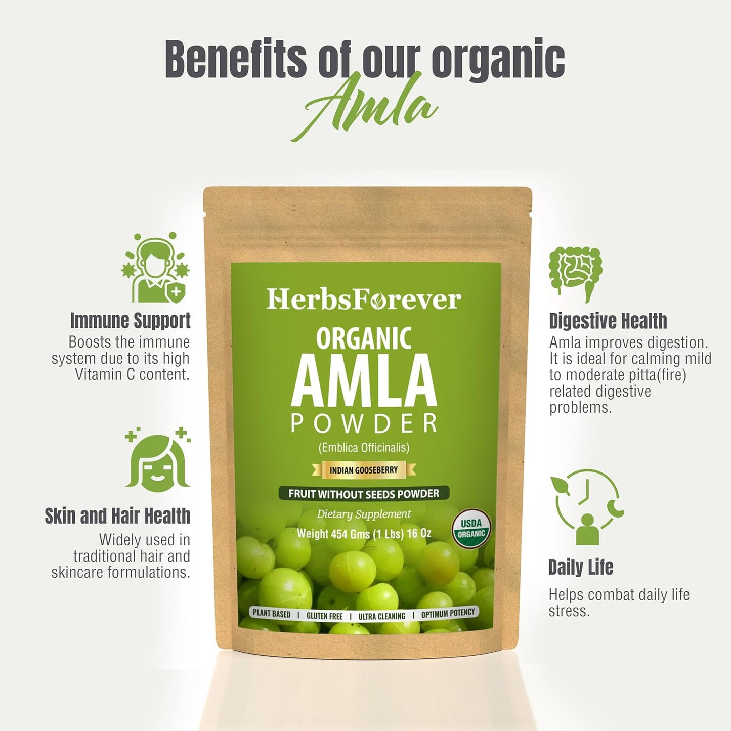 Herbsforever Amla Fruit (Seasonally Fresh, No Seeds) Indian Gooseberry Superfood, Antioxidants, Vitamin C | Wild-Harvested - Non-GMO, Vegan - 2x Potency | Steam Sterilised | 454g (16oz) | BPA Free - görsel 6