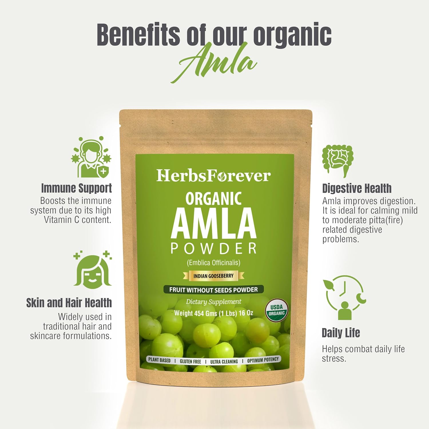 Herbsforever Amla Fruit (Seasonally Fresh, No Seeds) Indian Gooseberry Superfood, Antioxidants, Vitamin C | Wild-Harvested - Non-GMO, Vegan - 2x Potency | Steam Sterilised | 454g (16oz) | BPA Free - görsel 6