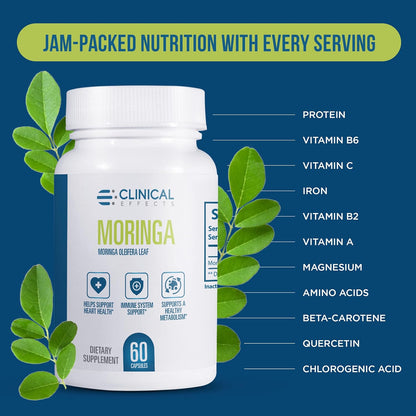 Clinical Effects Moringa Oleifera 800mg Capsules – Heart, Joint, Energy & Immune Support Supplement (60 Capsules)