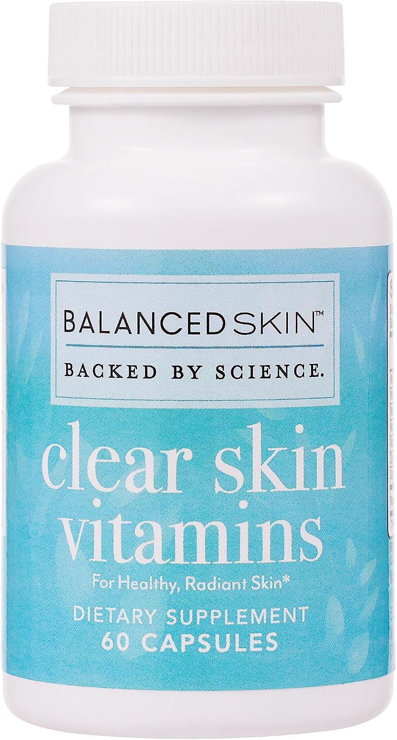 Clear Skin Vitamins for Women & Men - Supplement for Healthy Glowing Skin and Acne Control - Patented and Dermatologist Developed Hormonal & Cystic Acne Pills - görsel 1