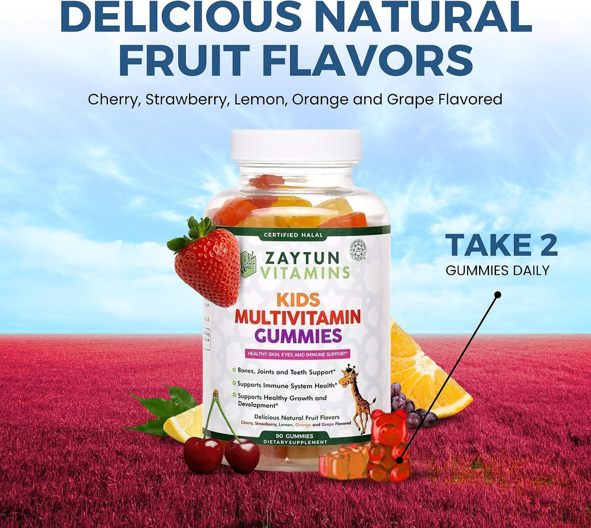 Zaytun Kids Multivitamin Gummies – Halal, Vegetarian, Natural Fruit Flavours - görsel 8