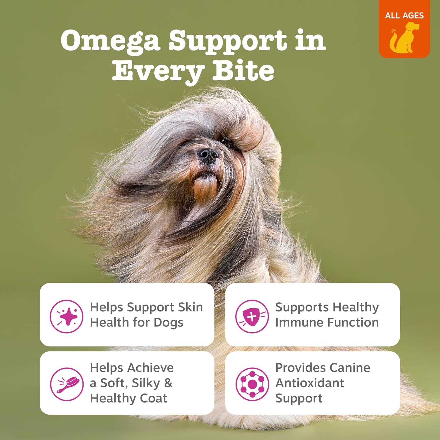 Zesty Paws Salmon Oil for Dogs Skin and Coat, Omega 3 Fish Oil Chews, 90 Count, Bacon Flavour - görsel 2