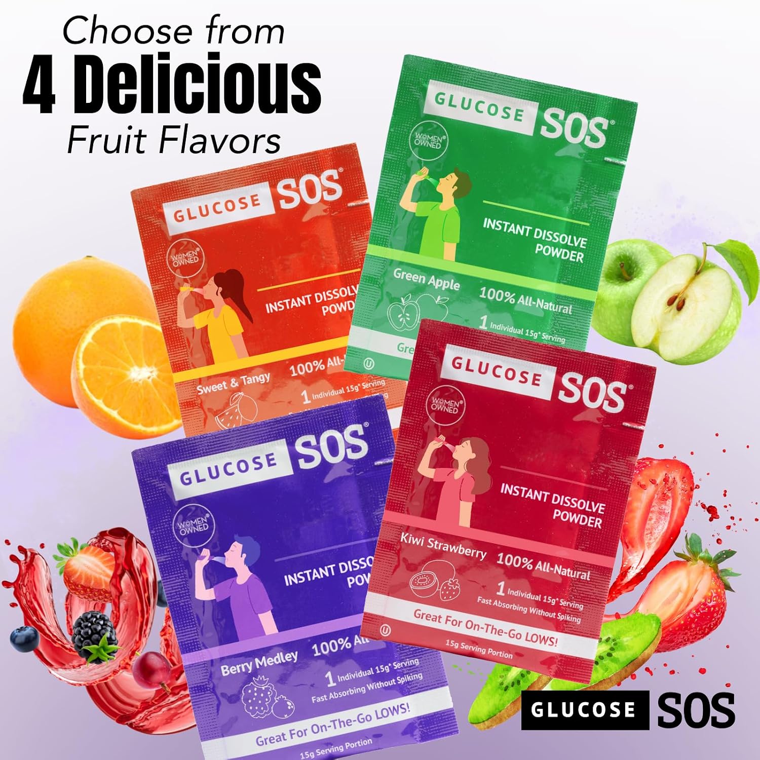 Glucose SOS Glucose Powder Packets – Natural Dextrose, Fast Absorption, Green Apple, 12 Servings - görsel 5