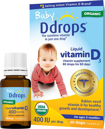 Ddrops Baby 400 IU Vitamin D Drops, 60 Drops (1.7 mL)