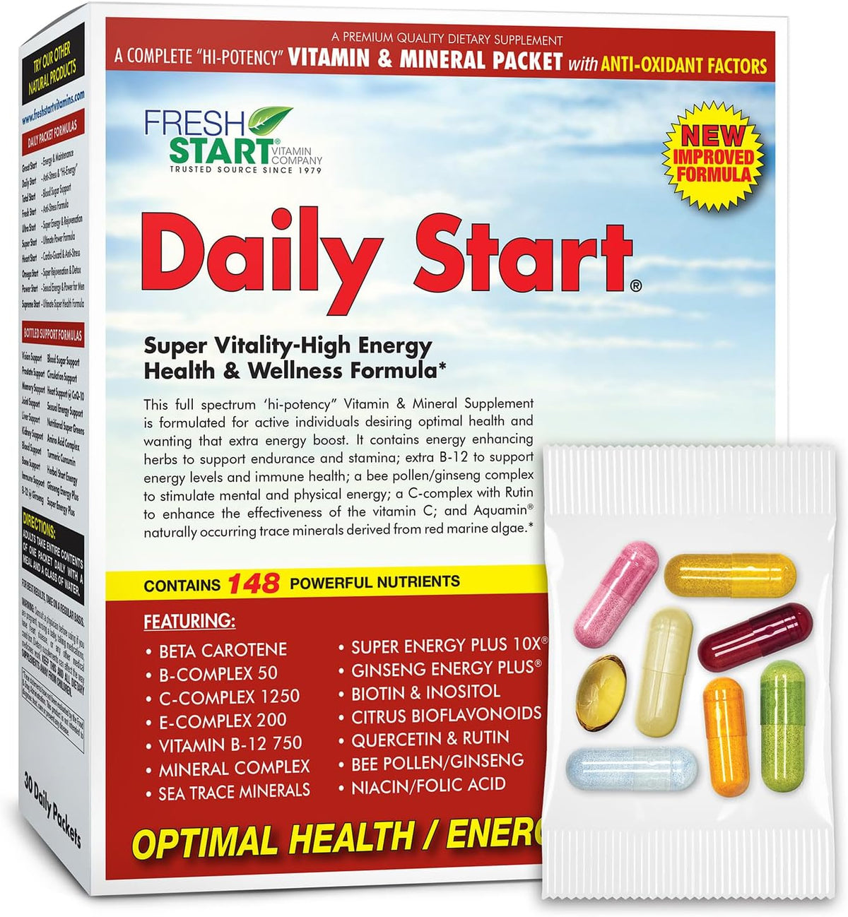 Daily Start All-in-One Daily Vitamin Pack - Energy and Focus - 30-Day Supply - görsel 1