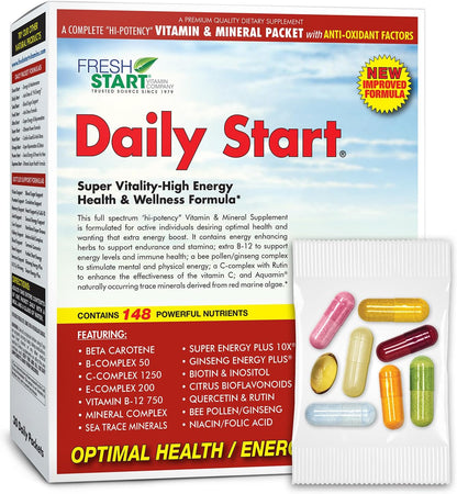 Daily Start All-in-One Daily Vitamin Pack - Energy and Focus - 30-Day Supply