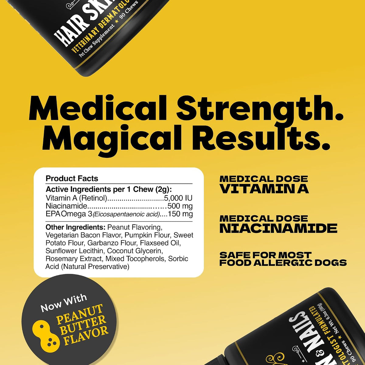 DocItchy Medical-Strength Hair Skin & Nails Dog Supplement – Vitamin A, Niacinamide, EPA Omega 3 – 90 Chews – Image 4