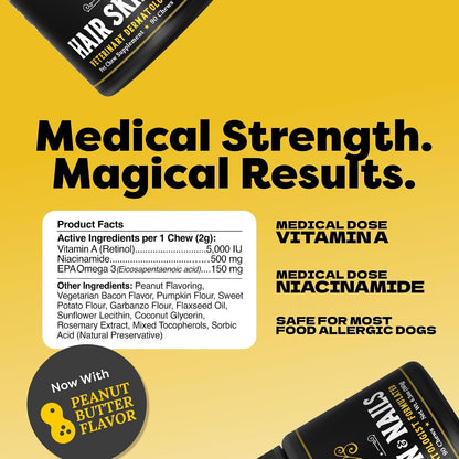 DocItchy Medical-Strength Hair Skin & Nails Dog Supplement – Vitamin A, Niacinamide, EPA Omega 3 – 90 Chews – Image 4