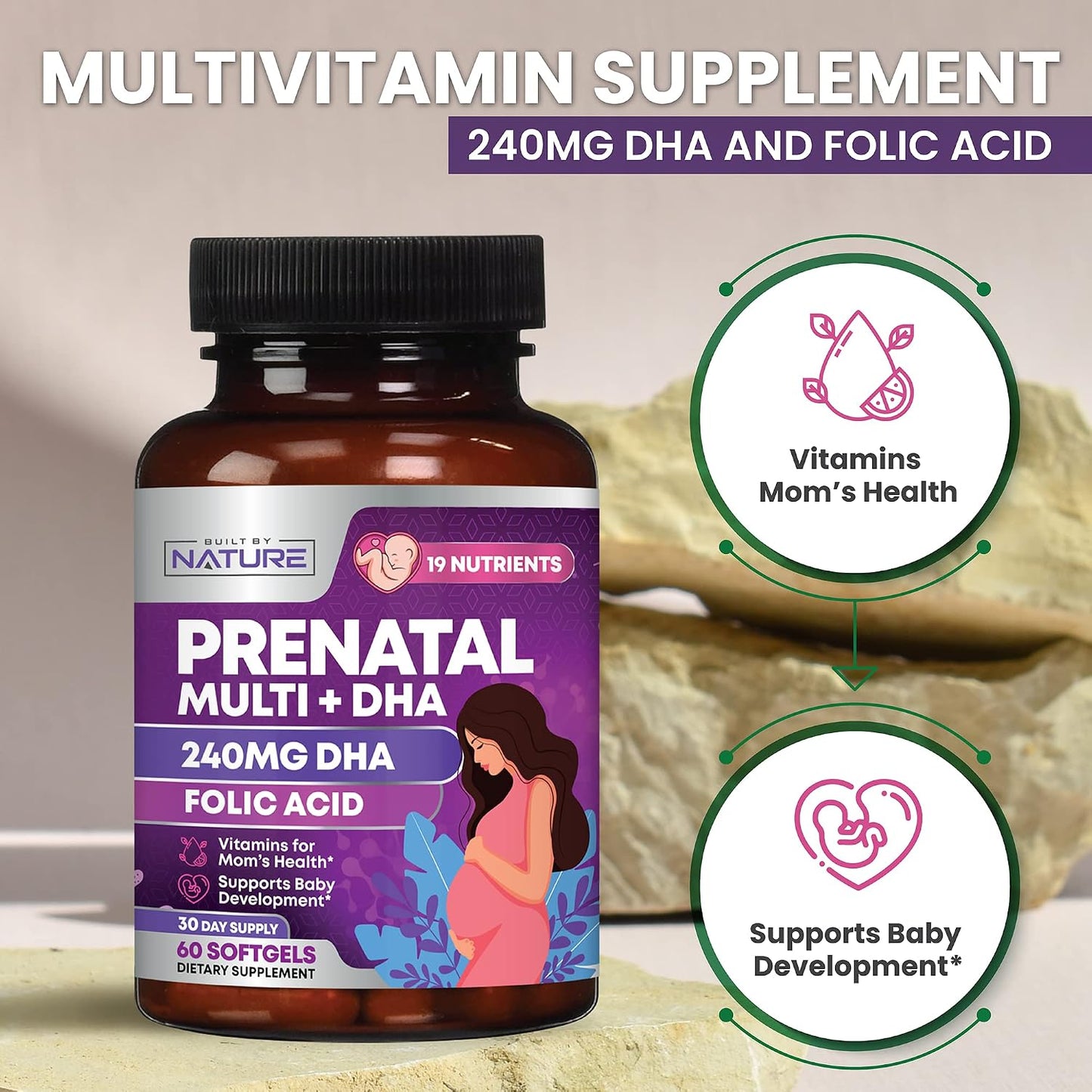 Built by Nature Prenatal Vitamins for Women, 60 Softgels - görsel 5