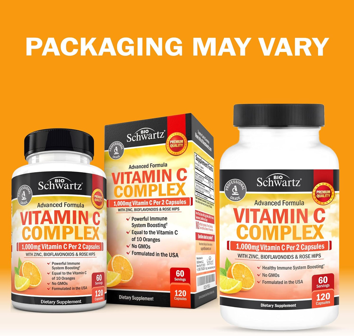 BioSchwartz Vitamin C Complex - 1000mg Capsules with Rose Hips, Zinc & Citrus Bioflavonoids, 120 Capsules - görsel 5