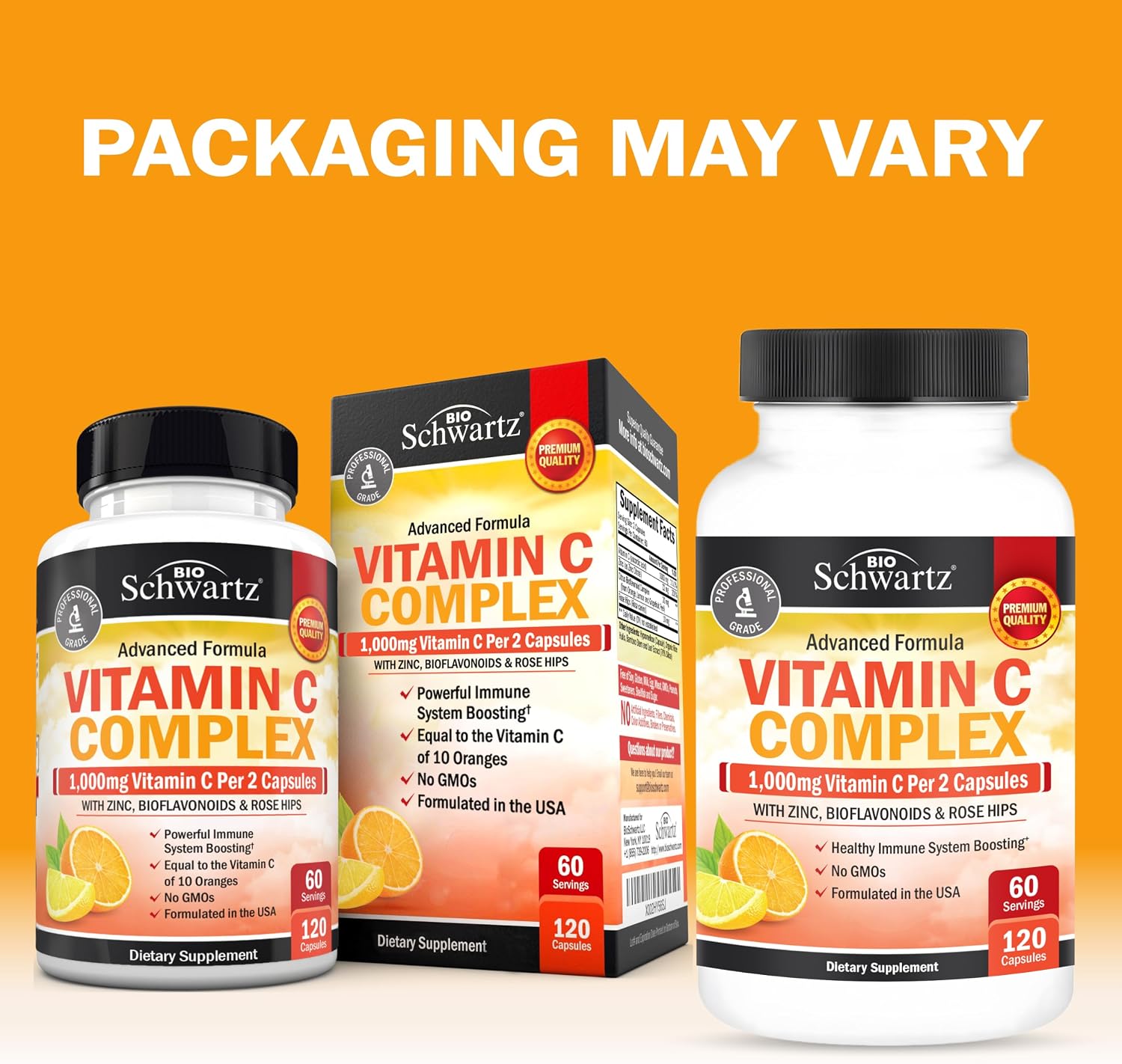 BioSchwartz Vitamin C Complex - 1000mg Capsules with Rose Hips, Zinc & Citrus Bioflavonoids, 120 Capsules - görsel 5