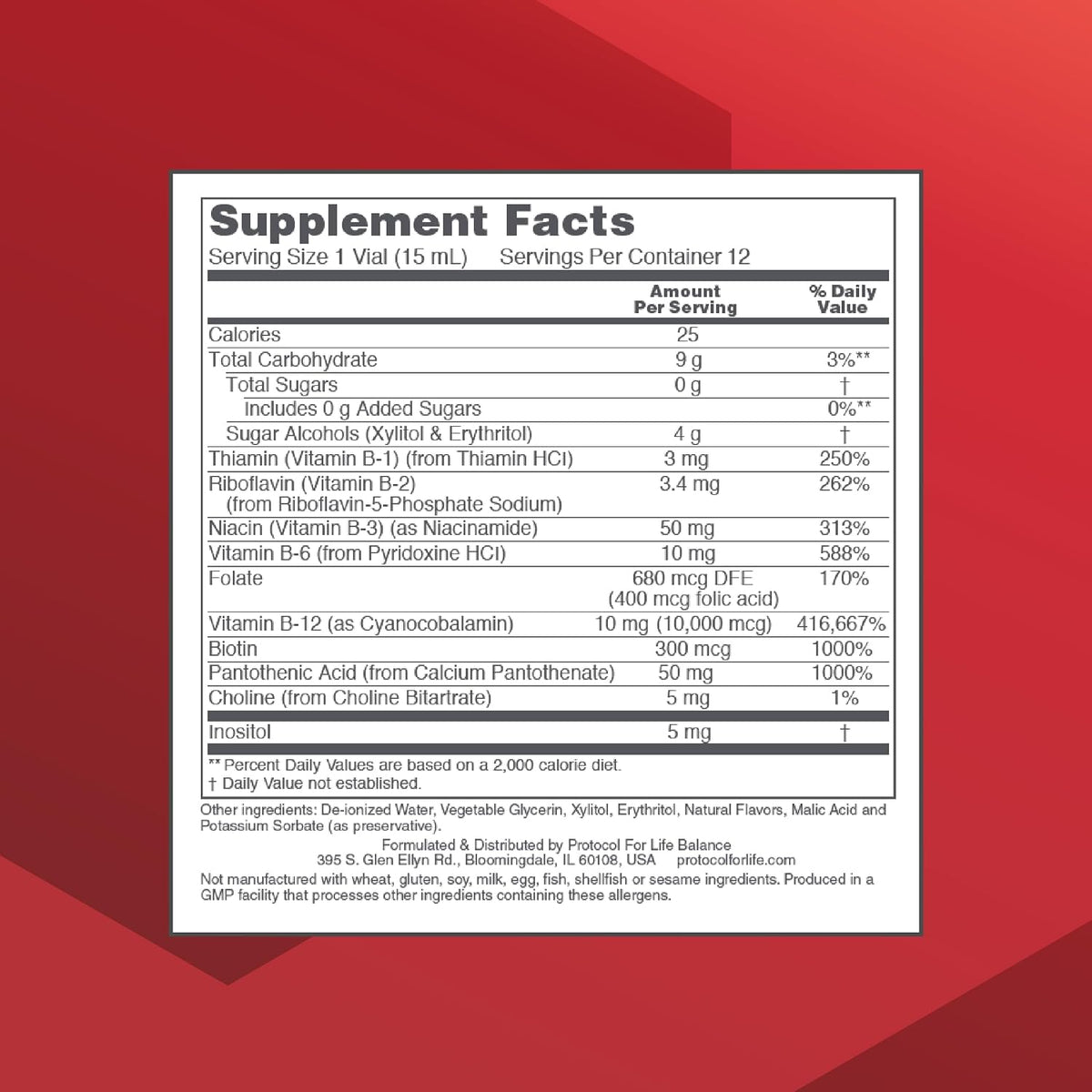 PROTOCOL FOR LIFE BALANCE Nutri-Dose B-12 10,000mcg Liquid Vitamin B12 - with Folate & Biotin, 12 Vials - görsel 2