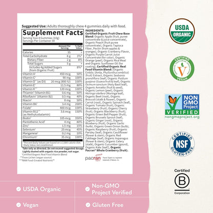 Garden of Life Organics Women's Gummies Vitamins – Multivitamin for Women with Methyl B12, C & D3, USDA Organic, Non-GM, Vegan, Berry Flavour, 120 Gummies