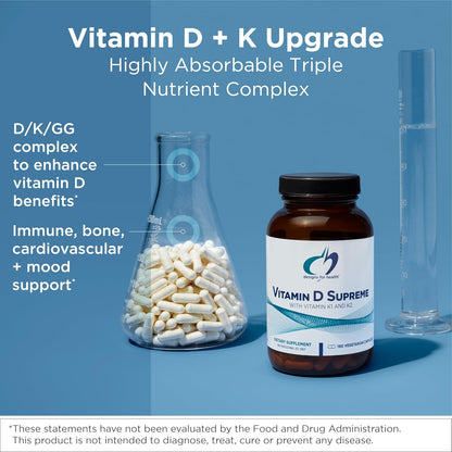 Designs for Health Vitamin D Supreme - Vitamin D3 5000 IU with K2 MK-4 & GG, 180 Capsules