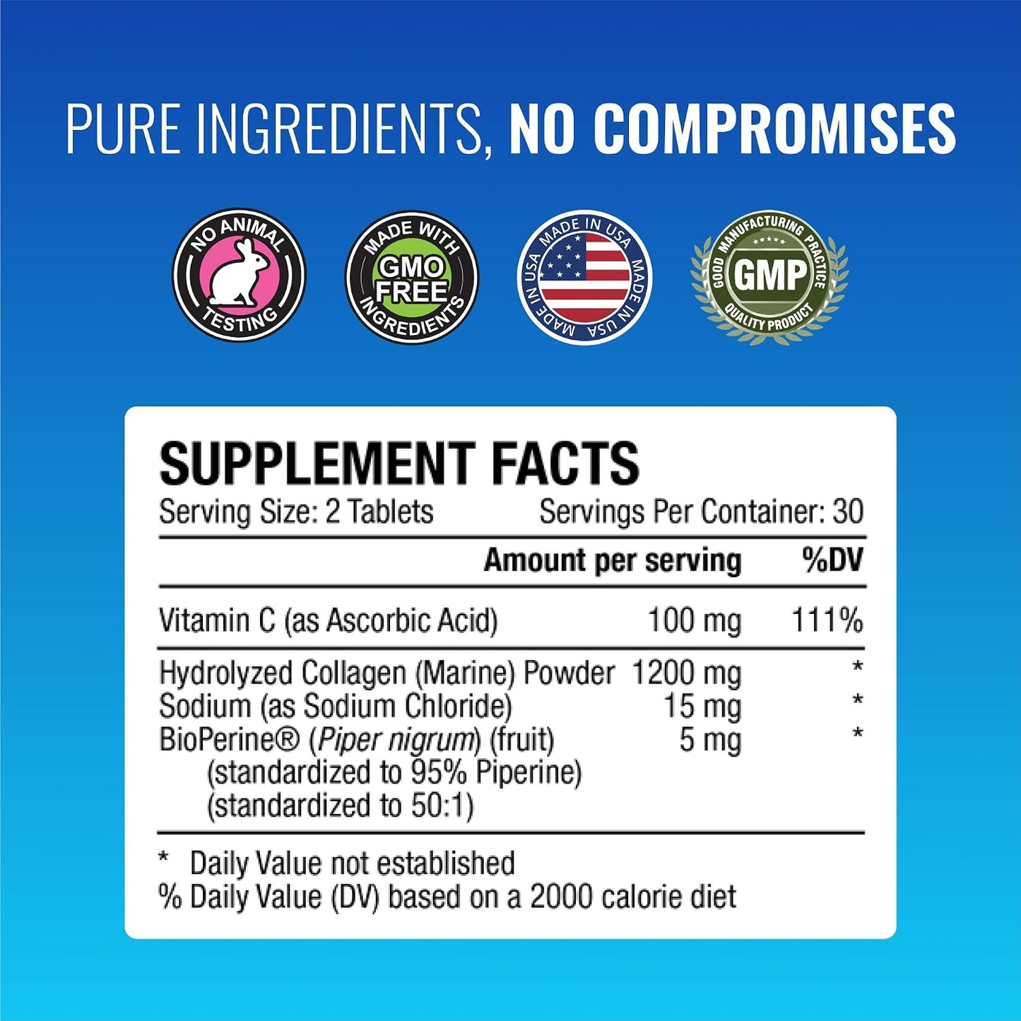 Approved Science Marine Collagen Tablets - Types I & III with Vitamin C and Bioperine - 360 Tablets - görsel 4