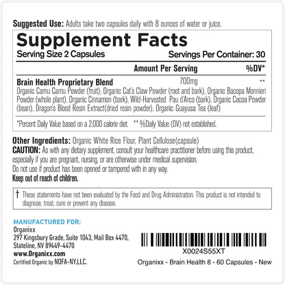 Organixx Ageless Brain – Brain Health Food Supplement – 60 Vegetarian Capsules