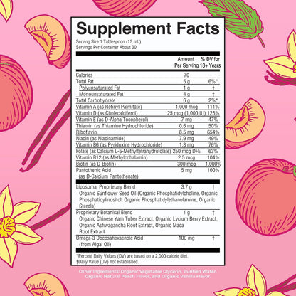 MaryRuth’s Organic Women’s Multivitamin Liposomal – Sugar Free Liquid Multivitamin with Ashwagandha, Folate, and Omega-3 DHA – 450 ml (15.22 fl oz)