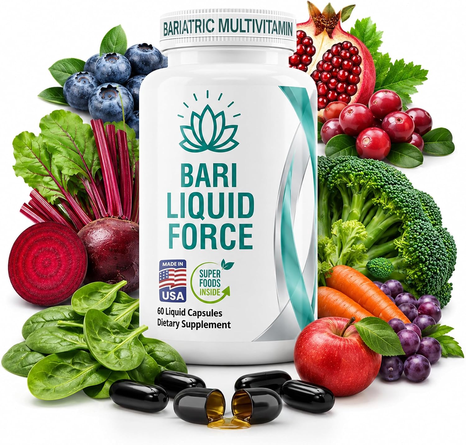 Bariatric Multivitamin with Iron - Liquid-Filled Softgels - ASMBS Compliant - 60 Count - görsel 1