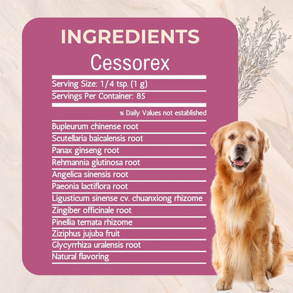 Cessorex Allergy Relief and Skin Immune Function Support Supplement for Dogs by Gold Standard Herbs, All-Natural Bupleurum Combination, 85 g Powder