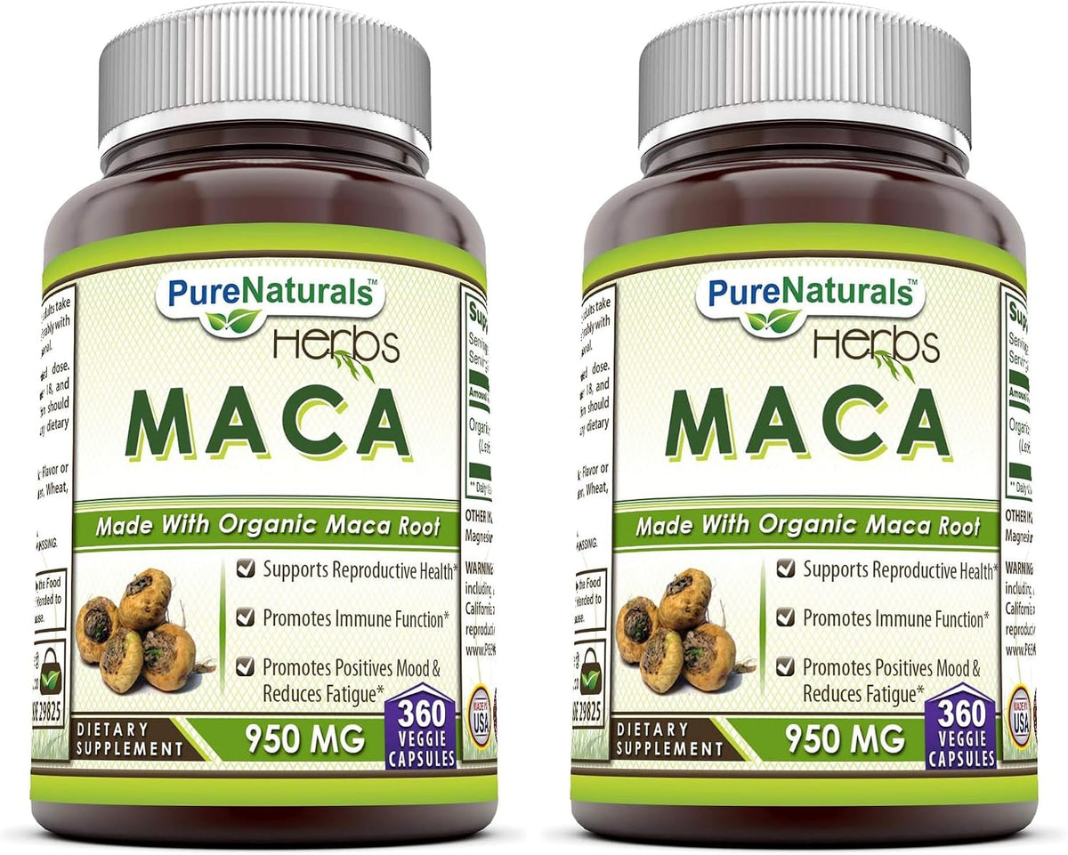 Pure Naturals Maca Supplement | 950 mg Per Serving | 360 Veg Capsules | Non-GMO | Gluten-free | Made in USA - görsel 4