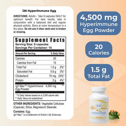 Youngevity i26® Hyperimmune Egg Capsules – Immune and Digestive Support – 135 Capsules