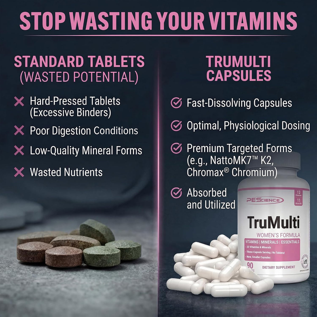 PEScience TruMulti Multivitamin for Women with Iron, 90 Capsules - görsel 5