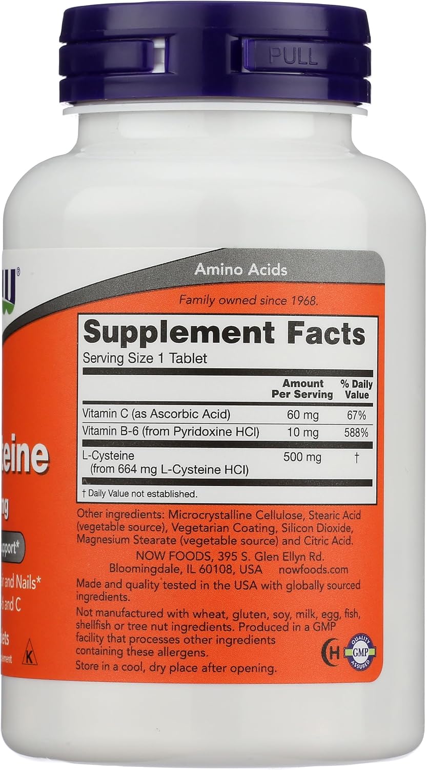 NOW Foods L-Cysteine 500mg, 100 Tablets - görsel 6