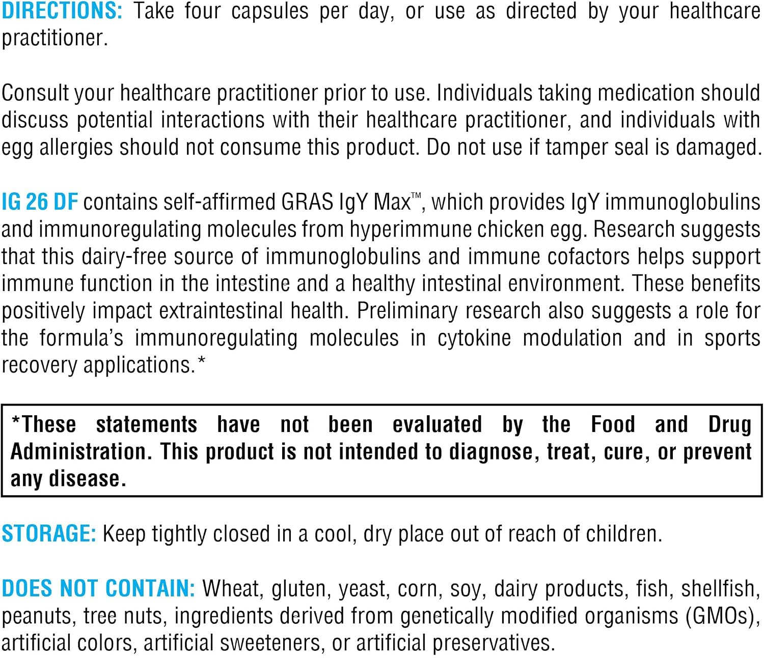 XYMOGEN IG 26 DF - Dairy-Free Immunoglobulin Capsules for Intestinal & Immune System Support - Hyperimmune Egg-Derived Immunoglobulins - 120 Capsules - görsel 5