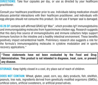 XYMOGEN IG 26 DF - Dairy-Free Immunoglobulin Capsules for Intestinal & Immune System Support - Hyperimmune Egg-Derived Immunoglobulins - 120 Capsules