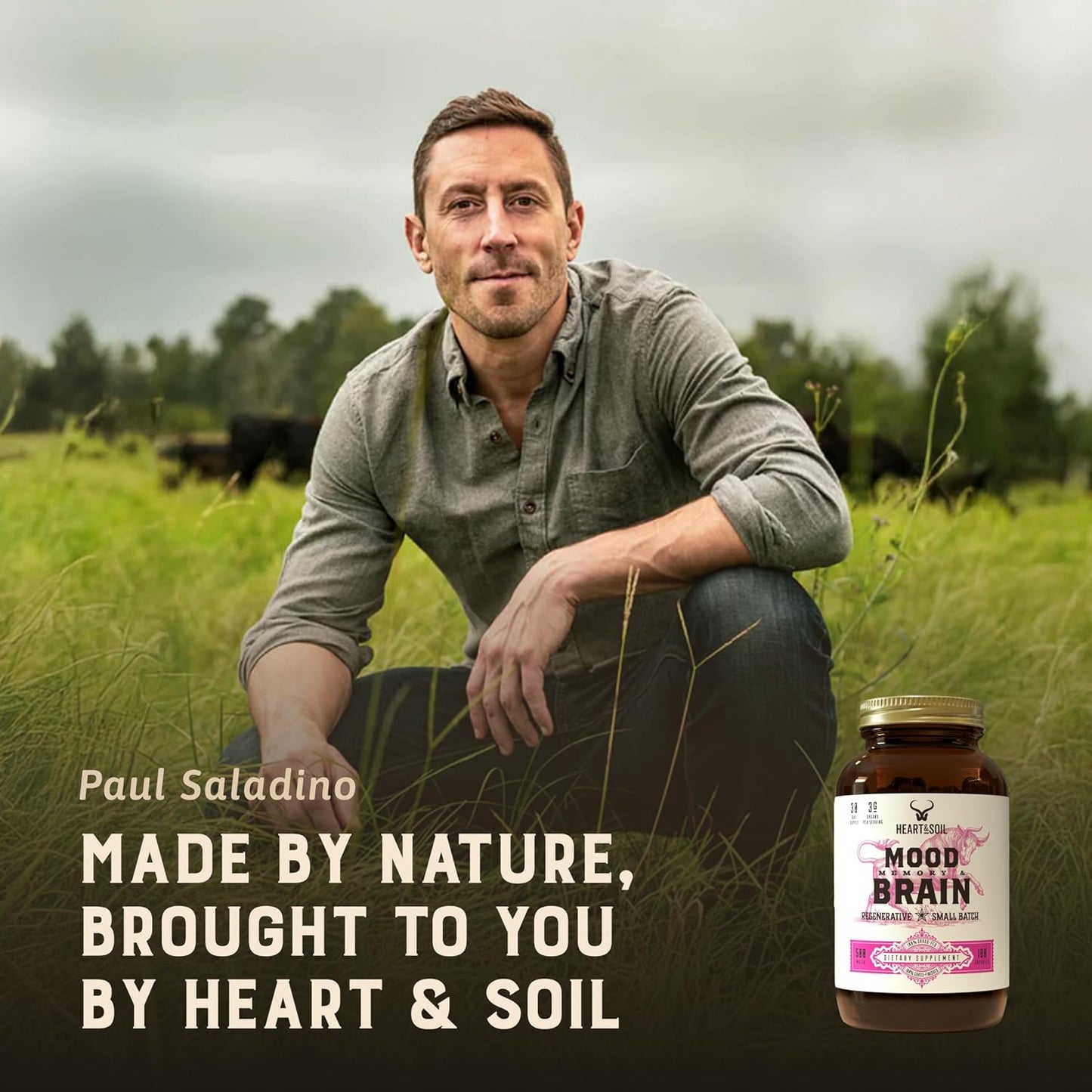 Heart & Soil Grass Fed Beef Brain Supplement – 3000mg, 180 Capsules - görsel 4