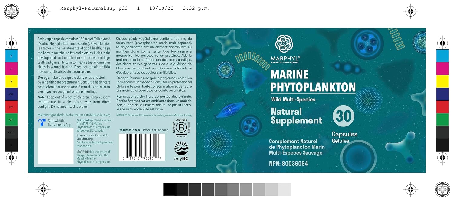 MARPHYL Marine Phytoplankton Wild Multi Species Food Supplement - 150 mg per Capsule - Organic - 30 Vegan Capsules - görsel 8