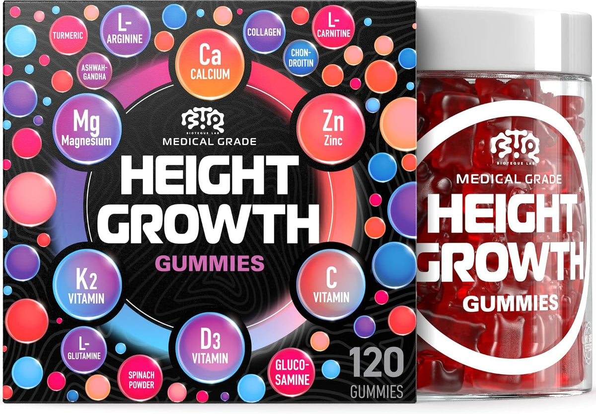 BIOTEQUELAB Height Growth Increase Gummies - Calcium, Magnesium, Zinc, Ashwagandha, Glucosamine Multivitamin for Teens, Kids, Adults - görsel 9