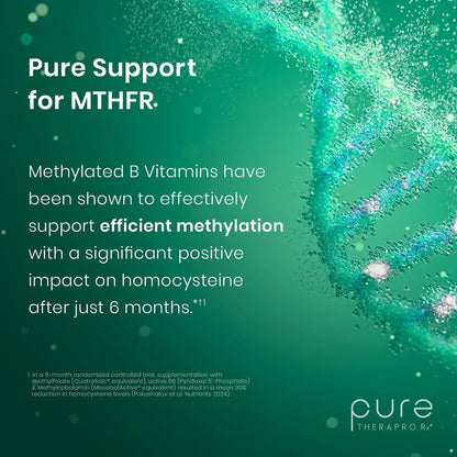 Pure Therapro Rx Methylated B Complex Vitamins - Active Methyl B12, Methylfolate, Benfotiamine, Choline, TMG - 60 Capsules (2-Month Supply)