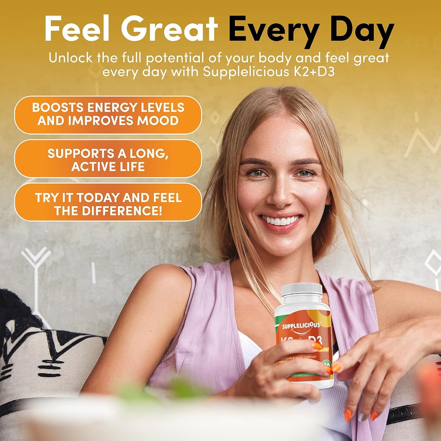 K2 + D3 with Calcium – Bone & Heart Health Supplement – Immune Support, 200mg per Serving, 60 Capsules – Non-GMO, Gluten-free, Made in USA - görsel 5