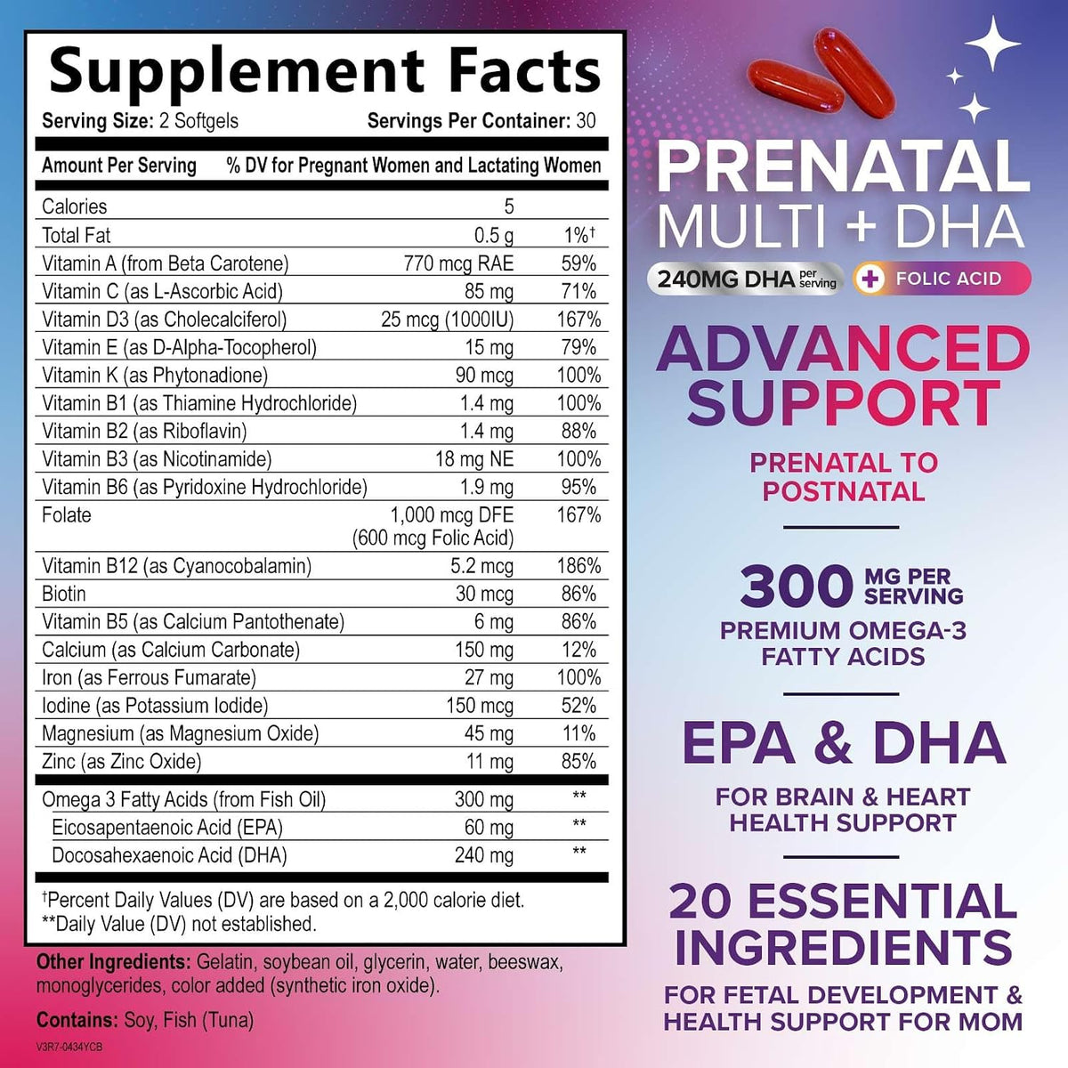 Nature's Nutrition Prenatal Vitamins with Folic Acid and Omega-3 DHA, 60 Softgels – Image 2